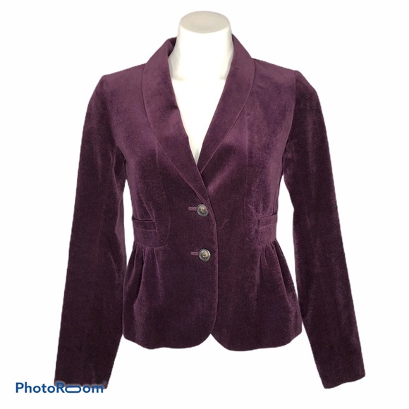 J. Crew Jackets & Blazers - J. Crew Purple Eden Velvet Peplum Blazer